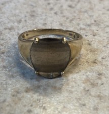 10K Yellow Gold Oval Gray Smokey Quartz Prong...
