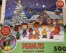 Peanuts 500 Piece Jigsaw Puzzle with Holiday Lights and LED Lights New Sealed