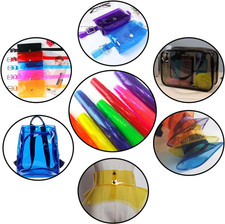 9 Pcs Clear PVC Vinyl, 21Cmx30Cm Fluorescent Solid Color Transparent Waterpro...