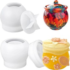 2 PCS Silicone Jars Molds with Lids Pudding Jar Resin Extra Large White