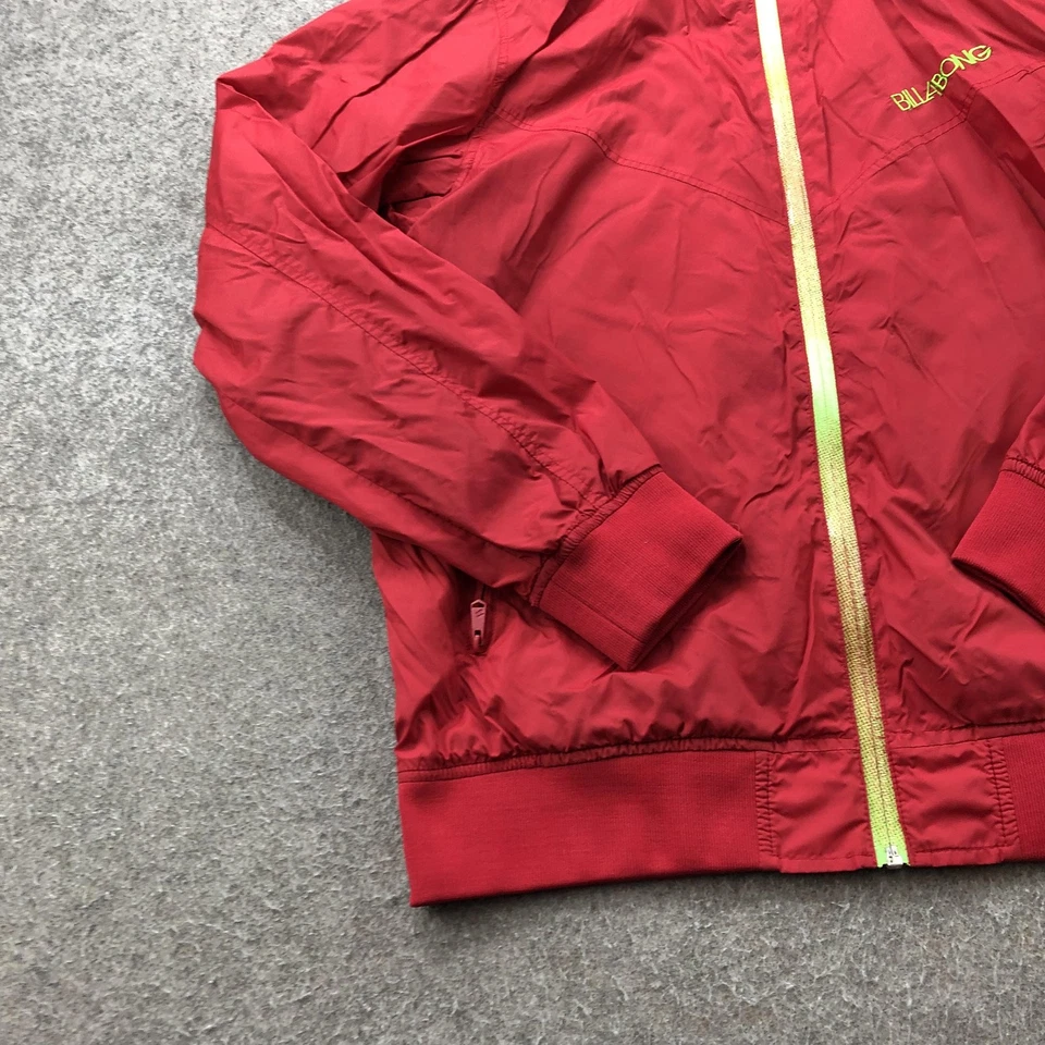 Chaqueta cortavientos Billabong para hombre grande roja con capucha cremallera completa nailon ligera Foto 2 de 4