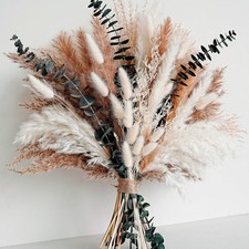 Pampas Grass Bouquet, Dried Flowers, Olive Eucalyptus,Wedding Centerpiece, Brown