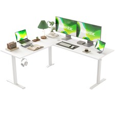 L Shaped Standing Desk Adjustable Height, Electric Corner Standing Desk, 63 x