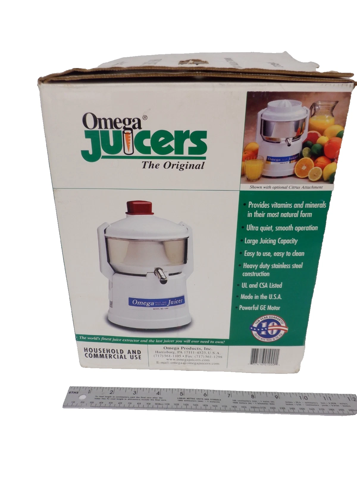 Omega Juicers Model 1000 Centrifugal Juicer Stainless Steel Easy Clean Made USA