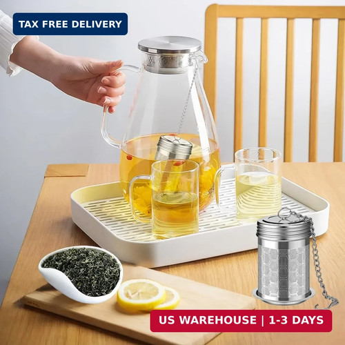 2 Pack Stainless Steel Tea Infusers, Extra Fine Mesh Strainers with Drip Trays,  - Picture 6 of 7