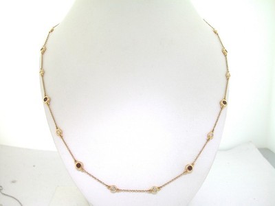 Collier Kette 585 Gelbgold 14Kt Gold  8 Brillanten 0,25ct   8 Rubine 0,90ct