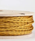 Gold 3-Wire Twisted Flat Cloth Covered Cord, Fabric 18ga Vintage Style Lamps