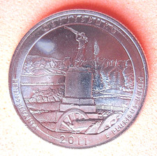 GETTYSBURG . 2011-D . B/UNC . "AMERICA THE BEAUTIFUL" QUARTER COIN