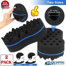 2 Pack Double Side Barber Hair Brush Sponge Afro Curls Coil Twist Dreads Coil US