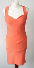 Miss Selfridge Bandage Bodycon Dress Orange Stretch Party Club RRP £39 Size 12