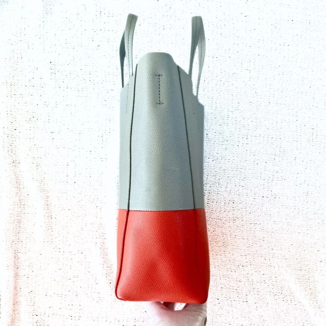 CELINE Cabas Borsa Tote Verticale Pelle Bicolore Blu Arancione USATA Autore #S2139