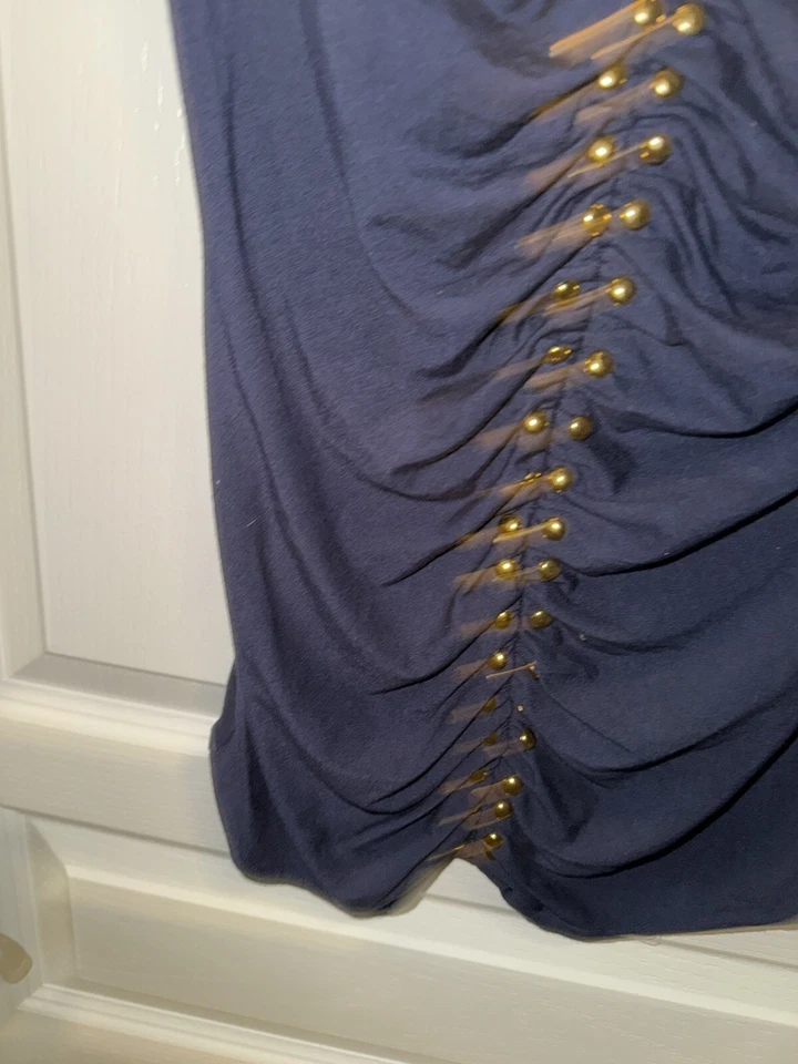 CARMEN MARC VALVO Navy Blue Studded Blouse Size Small/Petite MSRP $58 NWT GIFT - Image 2 of 4