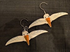 Figural STORK Childen's Coat Hanger Hand Painted Antique Pair