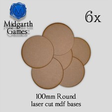 6x Round 100mm MDF Bases Miniature Warhammer Laser Cut 40K FREE SHIPPING
