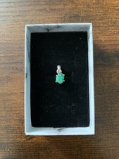 Dainty Raw Emerald Pendant - 925 Sterling Silver Prong Setting - Pendant Only 
