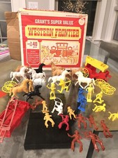 Vtg Western Frontier Town Playset Cowboys Horses Figure From 1970 34 Pieces