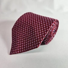 Perry Ellis Portfolio 100% Silk Tie Geometric Red 3.5" x 58"