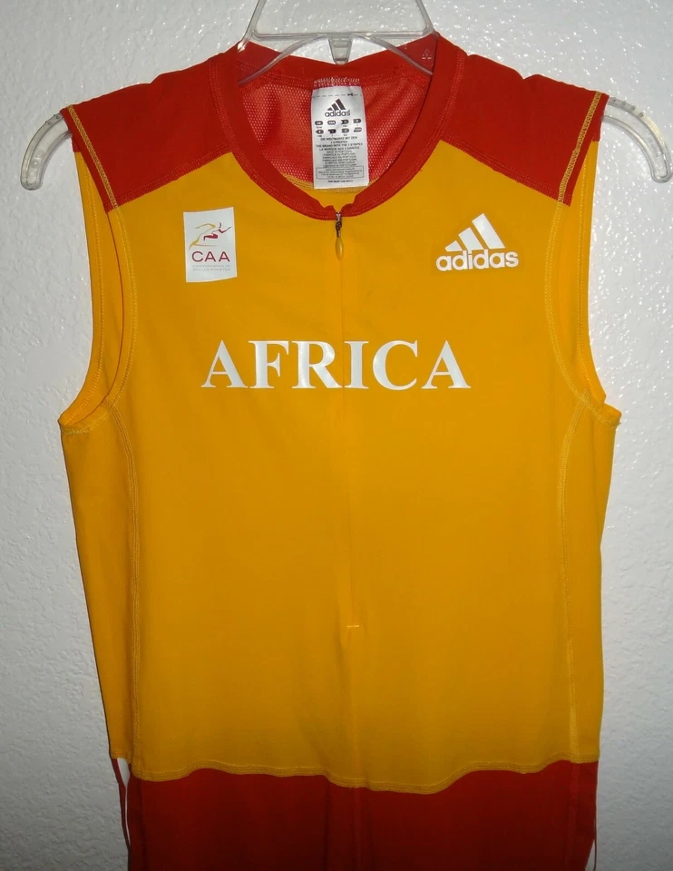 NEW MENS 42/44 ADIDAS AUTHENTIC AFRICA CAA TRACK RUNNING SPEEDSUIT SINGLET PRO - Image 2 of 4