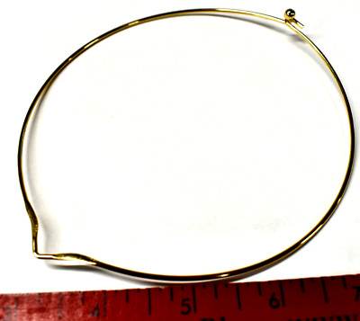 AWESOME  METAL CHOKER NECK WIRE (14 gauge)ROUND CIRCULAR GOLD TONE W HAMMERED V
