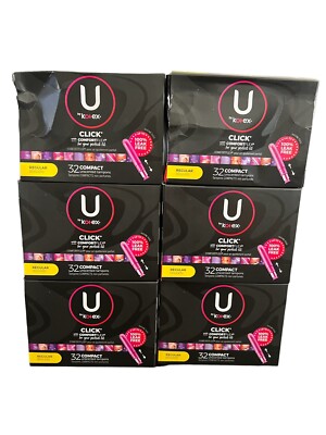 U by Kotex Click Comfort Flex Tampons Regular Unscented 6 Packs (32Count each)