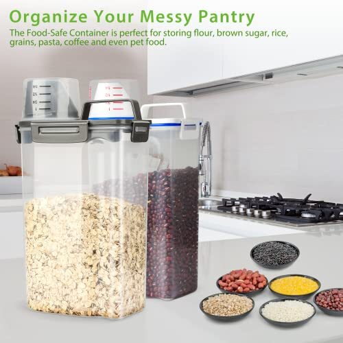 Rice Airtight Storage Container, 3 to 5Lbs Cereal Dry Food Flour Bin, Pet Gray - Foto 6 di 6