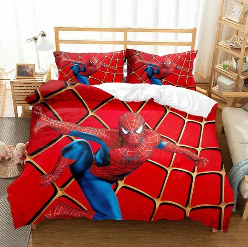 Spider Man Quilt Duvet Cover Bedding Set Kids Pillowcase Single Double Bedding - Picture 3 of 16