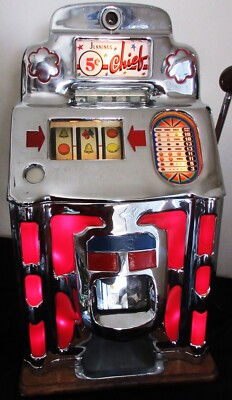 Jennings 5c Club Chief Red Lite Up Slot Machine circa 1930's | eBay
