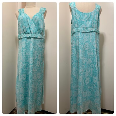 Womens George Designs By Mark Eisen Blue Paisley Print Plus Size Dress Size 16W