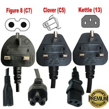 For Plasma LED LCD TV Monitor DVD Play Station Printer AC Power Cable Mains Lead