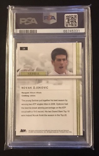 Novak Djokovic 2007 Ace authentische gerade Sets #16 PSA 9 neuwertig Rookie RC Serbien - Bild 2 von 5