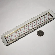 Otagiri Olive Mint Porcelain Dish Pen Pencil Holder Trinket Dish 8.5" x 1.5" EUC