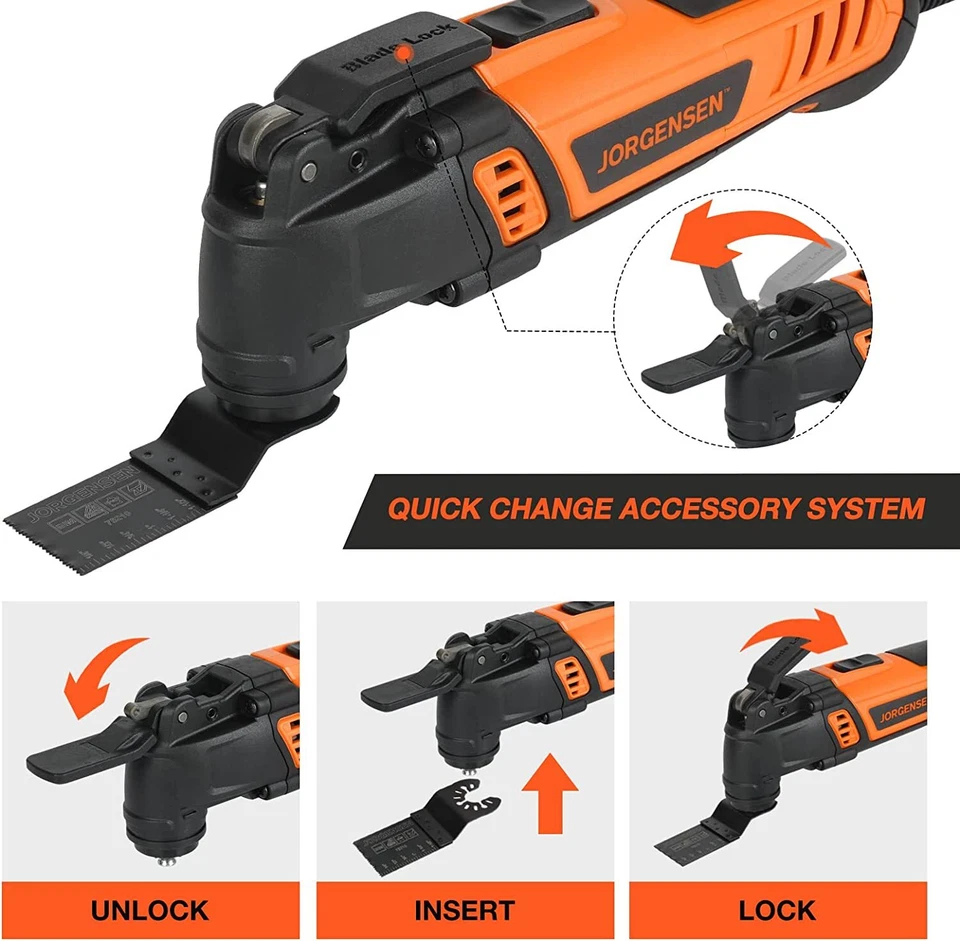 JORGENSEN 4 Amp Oscillating Tool 5°Oscillation Angle Multi-Tool Saw Kit 7-speed - Image 4 of 4
