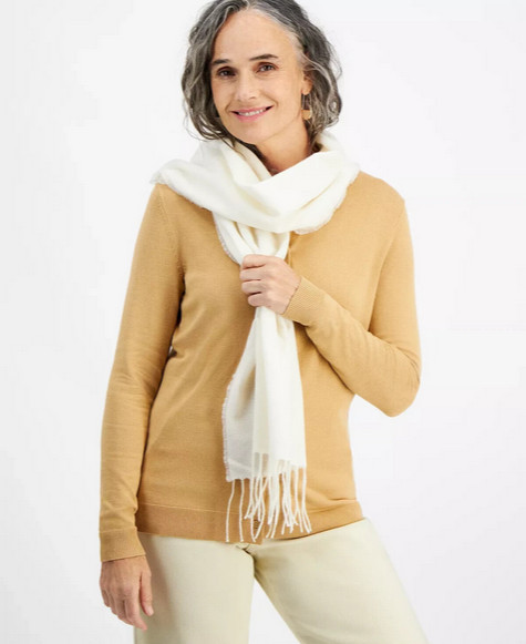 Женский однотонный шарф с бахромой Style - Co цвет слоновой кости Один размер 2990₽