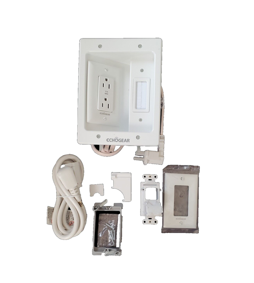 ECHOGEAR TV Cord Hider for Wall Mounted TV Dual Outlet in Wall Cable