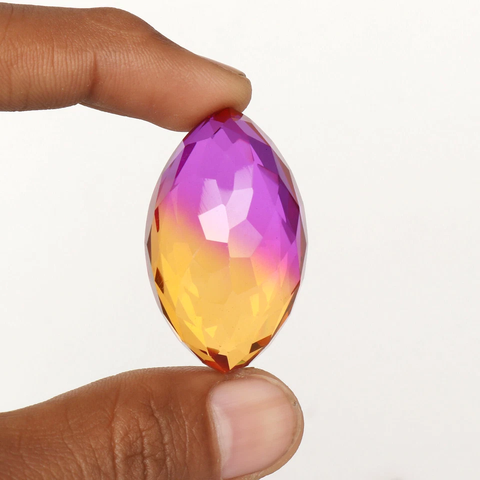 Gemas hidrotermales corte marquesa multicolor 88,40 quilates piedras preciosas ametrino joyería Foto 3 de 4