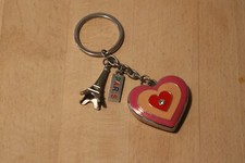 Schlüsselanhänger Paris Eiffelturm Herz zum Aufklappen für Fotos silber pink rot