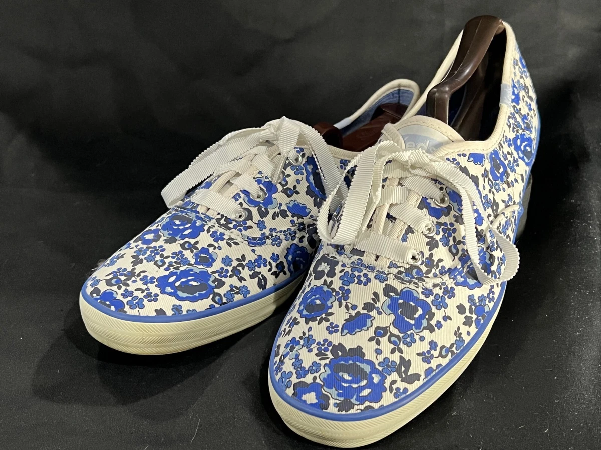 Keds Blue White Floral Canvas Low Top Lace Up Sneakers NEW SZ 9 super nice