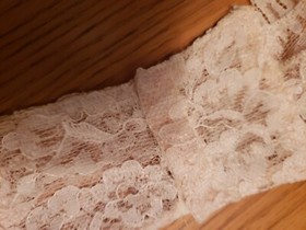 VTG Victoria's Secret Cream Sheer Lace Teddy Lingerie Sz S Gold Label FLAWS