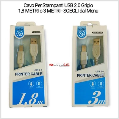 EXTRASTAR CAVO USB STAMPANTE CAVETTO A/B FILO PROLUNGA x STAMPANTI HP EPSON BROTHER