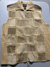 Vintage Suede Patchwork Leather Vest By Designers Studio Originals Sz L stains