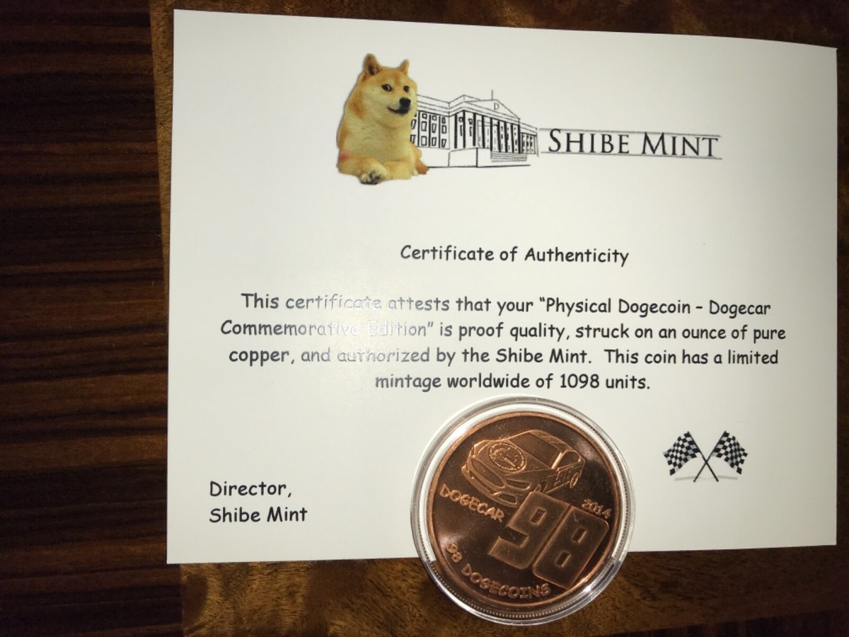 Shibe Mint ドージ年 （戌年）ドージ OFFICIAL 2014 Shibe Mint Dogecoin Rare Physical Coin 'DOGECAR