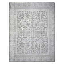 11'2"x14'3" Gray Washed Out Peshawar Hand Knotted Pure Wool Oversized Rug R73281
