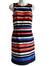  VINCE CAMUTO SLEEVELESS BRIGHT STRIPE DRESS SZ 2  SUPERB  NEW  NWOT