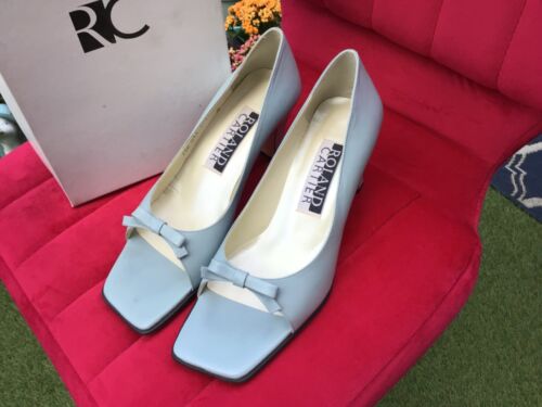 Ladies Roland Cartier Pale Blue Shoes.Wedding,Christening.Cuban Heel Size UK 4.5 - Afbeelding 1 van 18