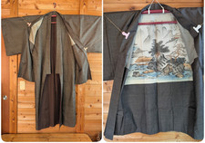 Vintage Japanese Kimono Haori Set Silk Landscape From Japan