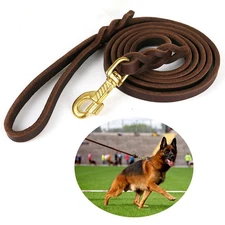 Soft Leather Dog Leash with Rust Resistant Hardware for Training Walking Pets