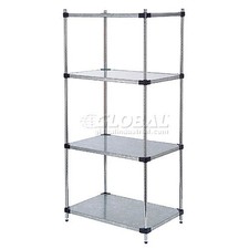 Nexel Galvanized Steel 4 Tier Solid Shelving Starter Unit 54"Wx24"Dx74"H