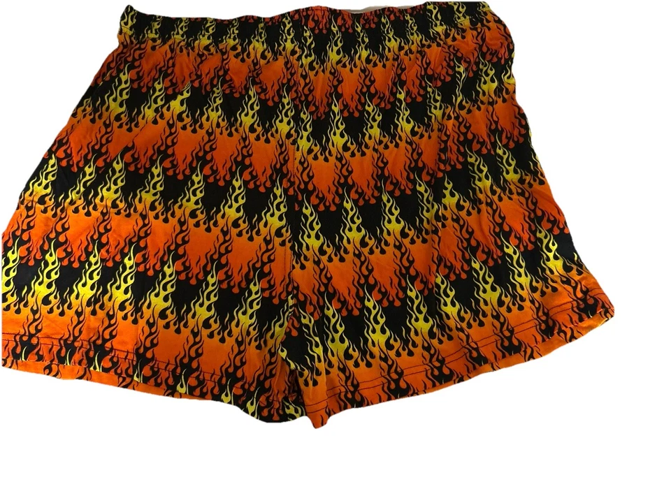 Calzoncillos boxer con estampado de llamas XL naranja amarillo negro ropa interior con patrón de fuego para hombre Foto 3 de 3