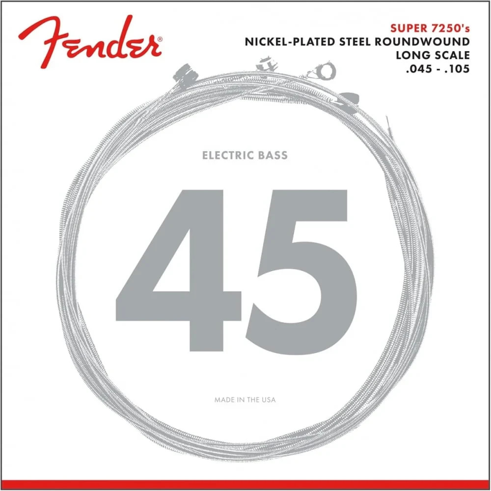 FENDER SUPER 7250'S STEEL ROUNDWOUND BASS STRINGS 45-105