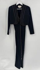 Flora Ashley Vintage Zipper Dress Jacket Womens Small Black 90s Stretchy Grunge